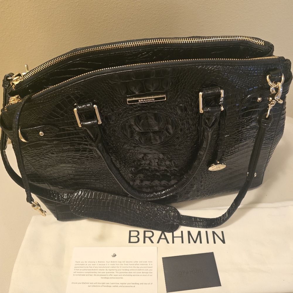 RARE Brahmin Audra Leather Embossed Business Satchel